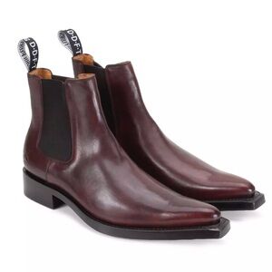 JOHN FLUEVOG MEN FJORDS LYNGENFJORD POINTED-TOE CHELSEA BOOTS In Brown Size:11.5